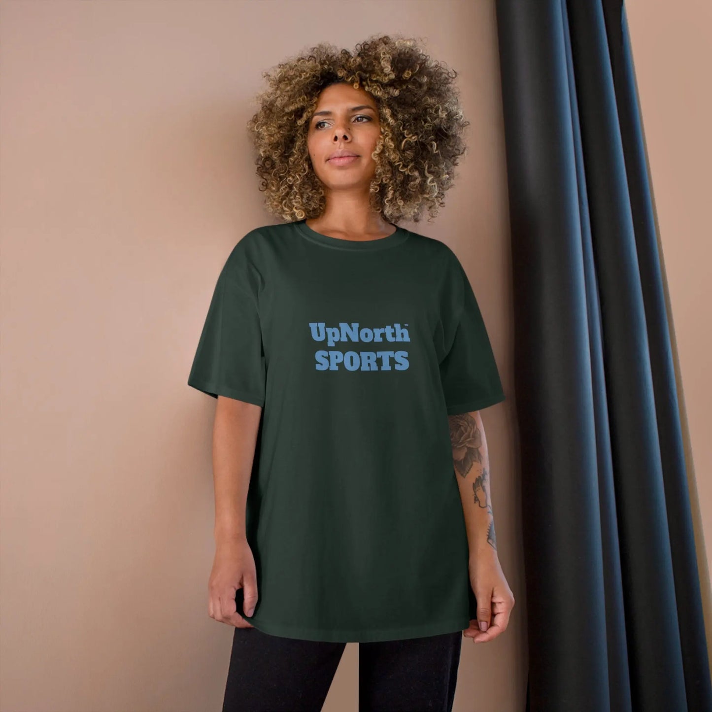 UpNorthSPORTS Darkgreen Skyblue Champion T-shirt