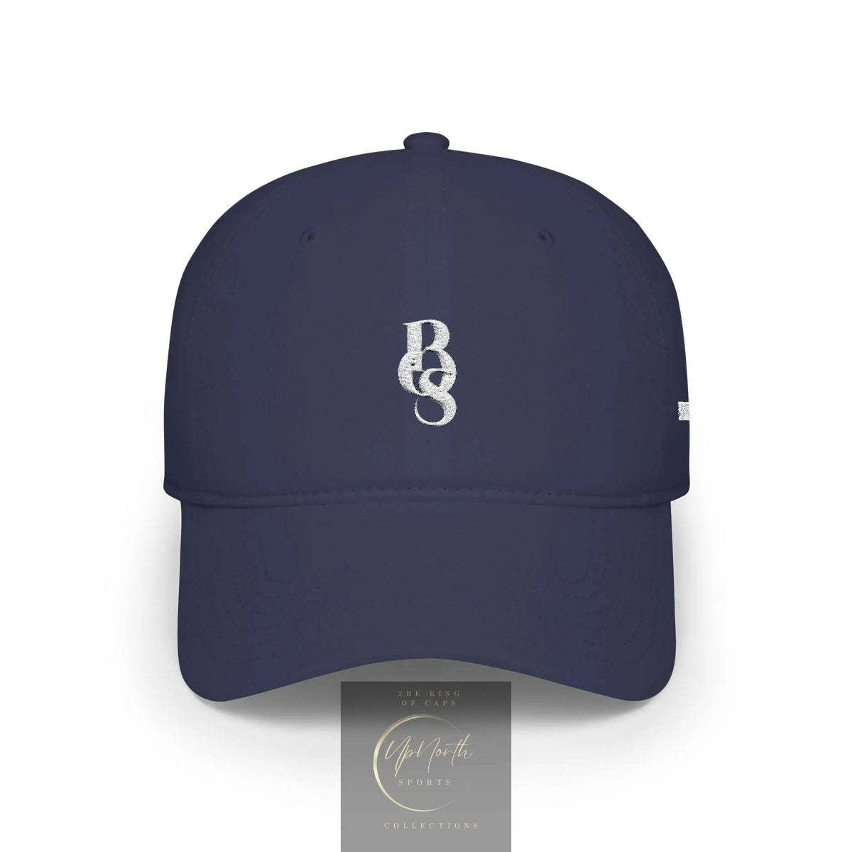 A navy blue baseball cap with a white embroidered monogram 'POS' logo on the front - Paparazzi Original