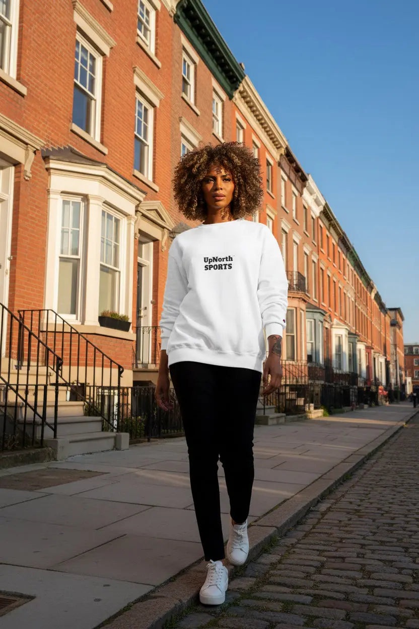 White UpNorth SPORTS Champion Sweatshirt Printify