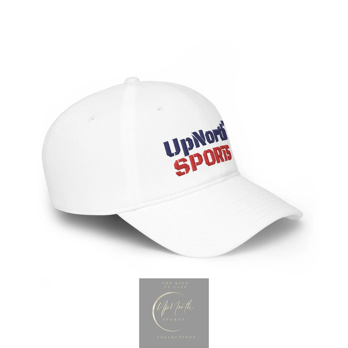 White UpNorthSPORTS Navy Red Baseball Cap right side - UpNorth SPORTS