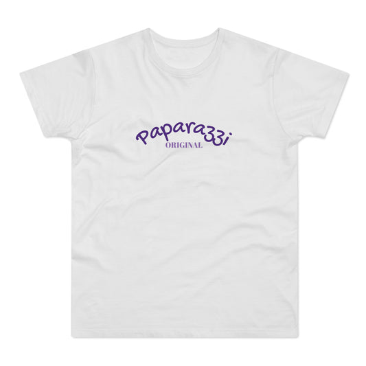 Paparazzi Men T-shirt white with purple and pink