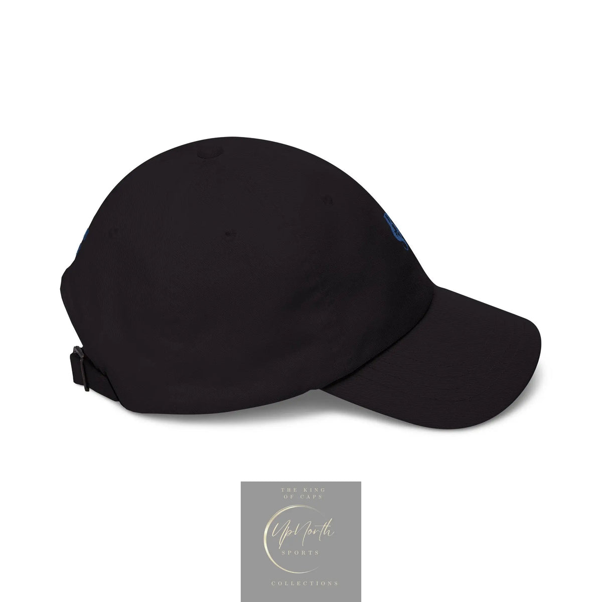 Black Paparazzi embroidered monogram POS logo on front Royal Classic Cap and PAPARAZZI ORIGINALE on the back & SILHOUETTE on the left side shown from right side - Paparazzi Original