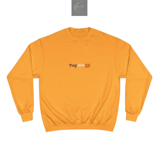 White Royal Gold Paparazzi Champion Sweatshirt Printify
