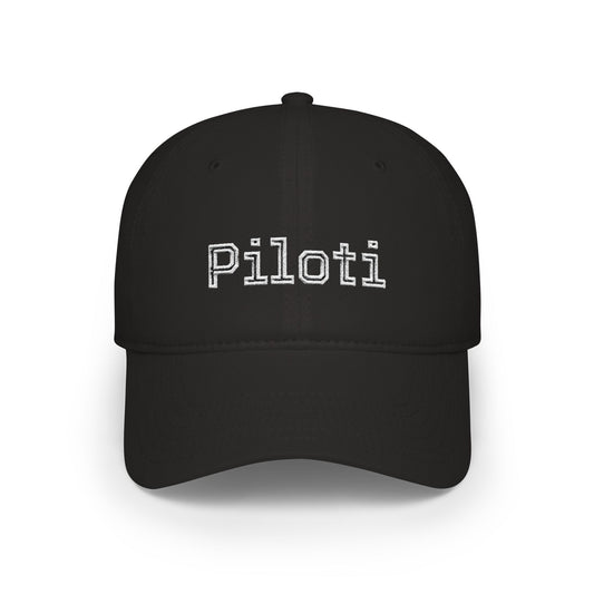 Black Piloti Baseball Cap Embroidered with White frontside - UpNorth SPORTS