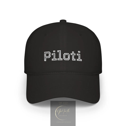 Black Piloti Baseball Cap Embroidered with White front - UpNorth SPORTS