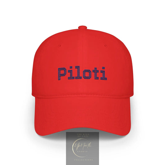 Red Piloti Baseball Cap Embroidered with Navy front - UpNorth SPORTS