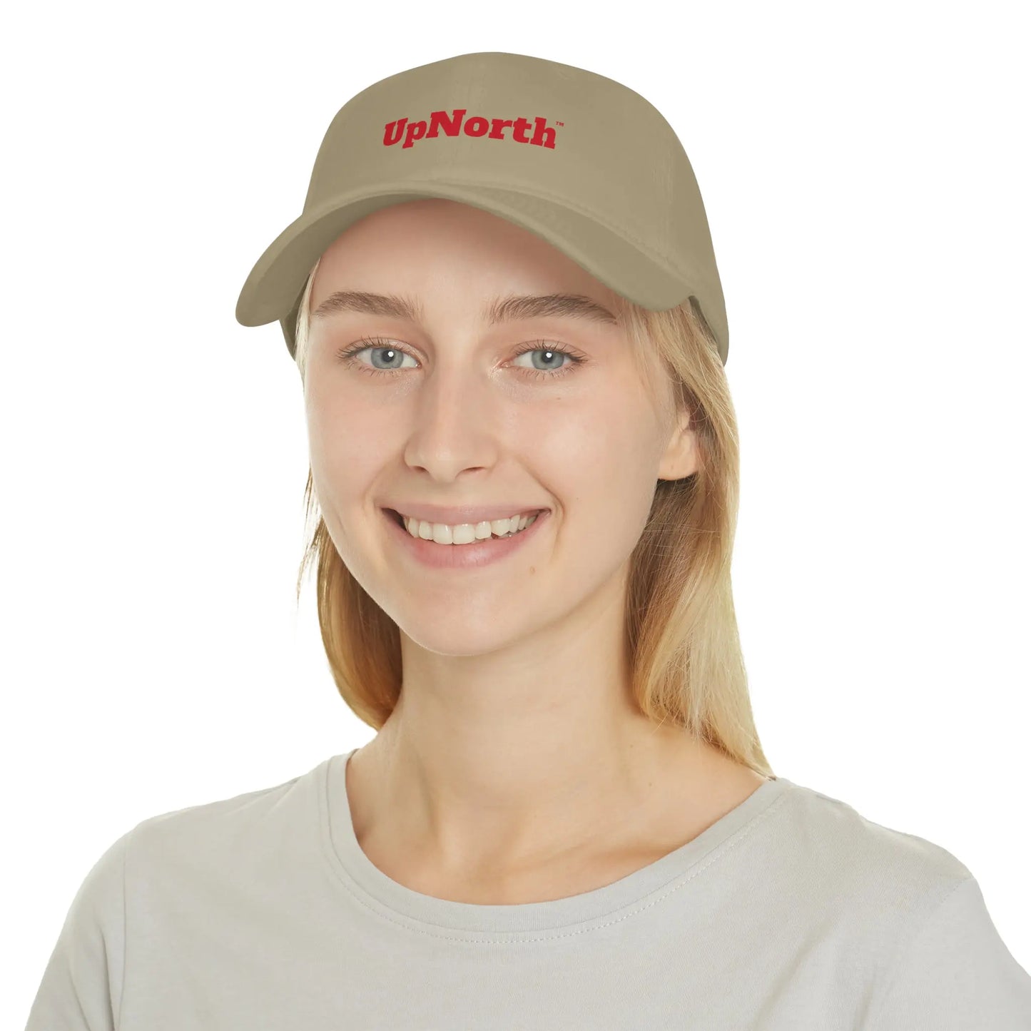 Baseball Cap UpNorth khaki and dark red Printify