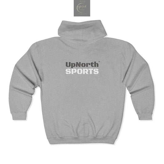 UpNorth Sports Grey Full Zip Hoodie Printify