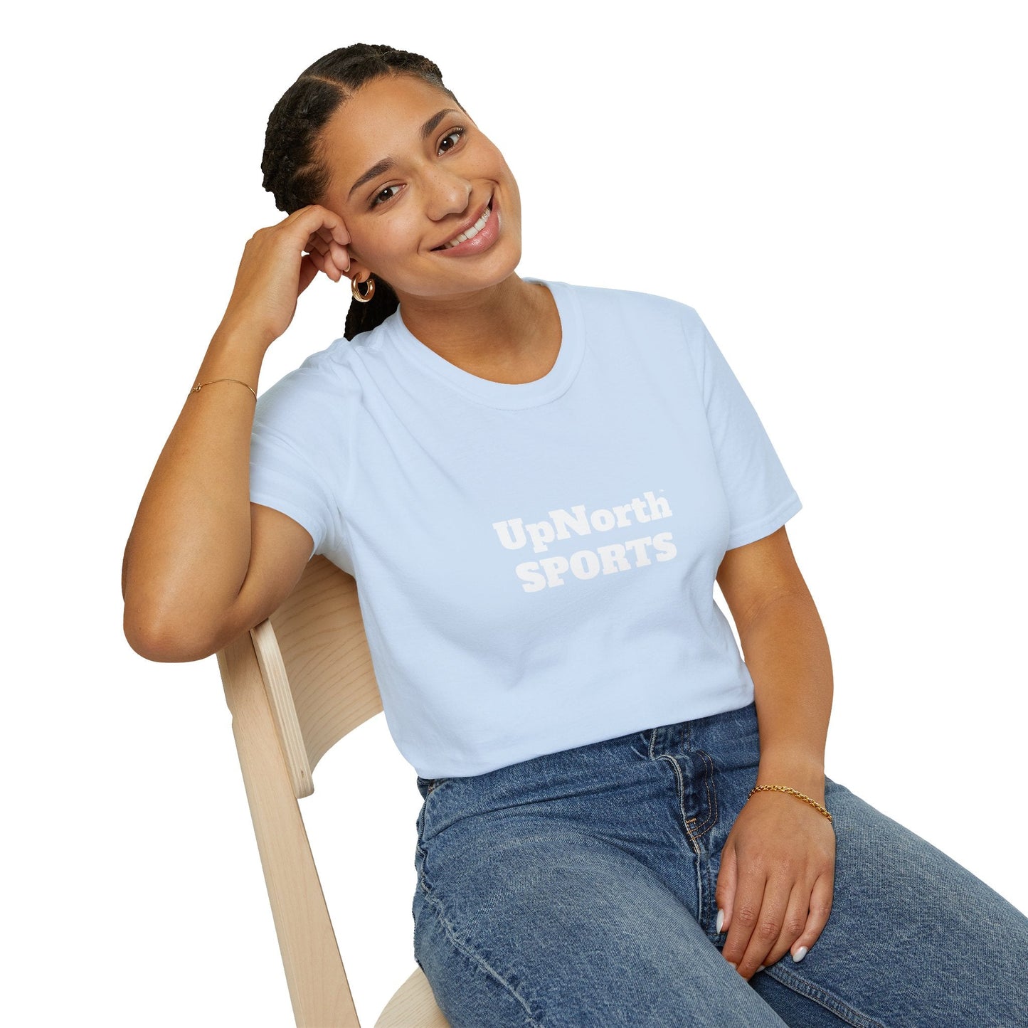 Unisex T-Shirt white on light blue Printify