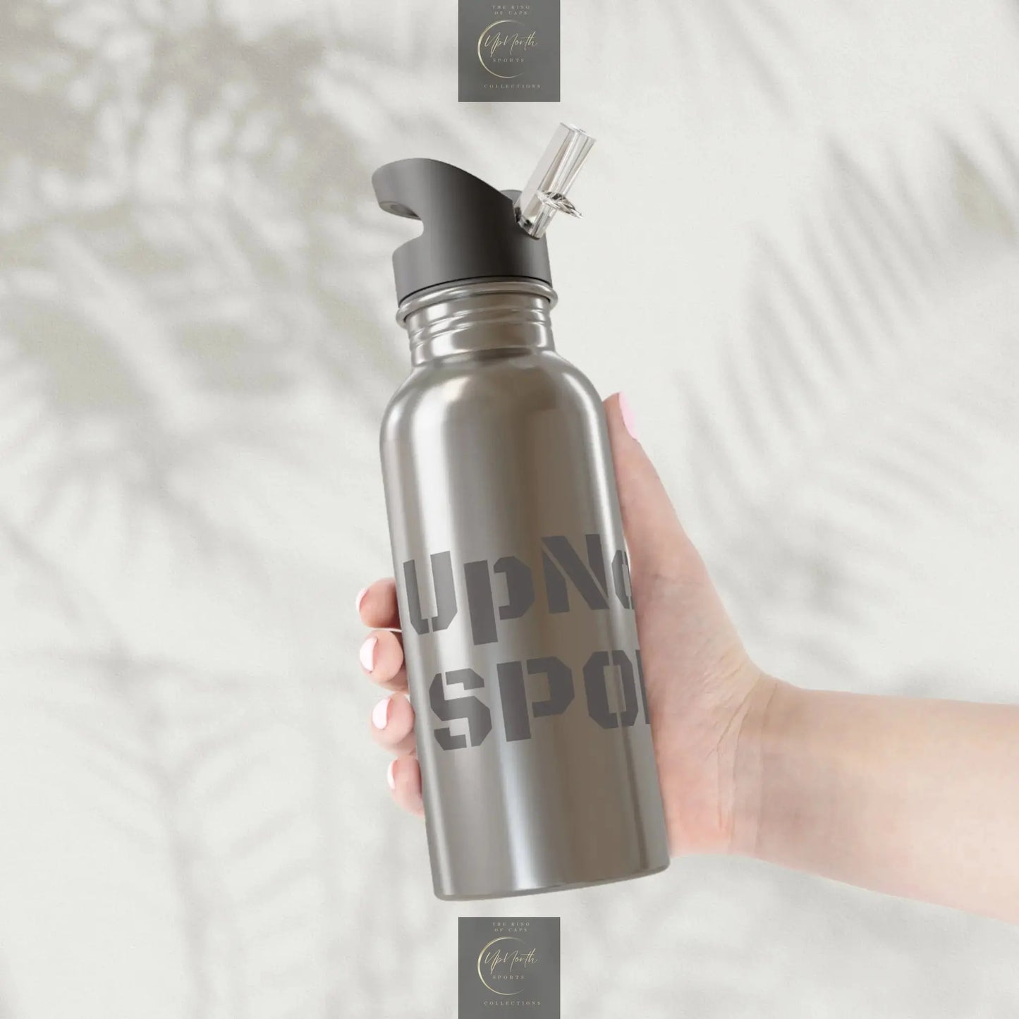 Drinking Bottle in Stainless Silver Grey Printify