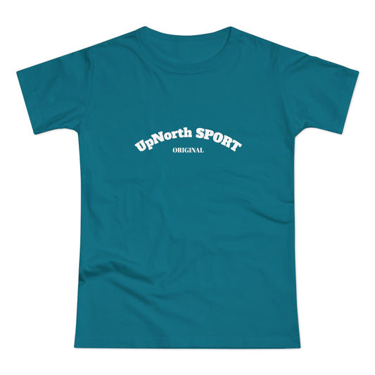 Women T-Shirt diva blue with white Printify