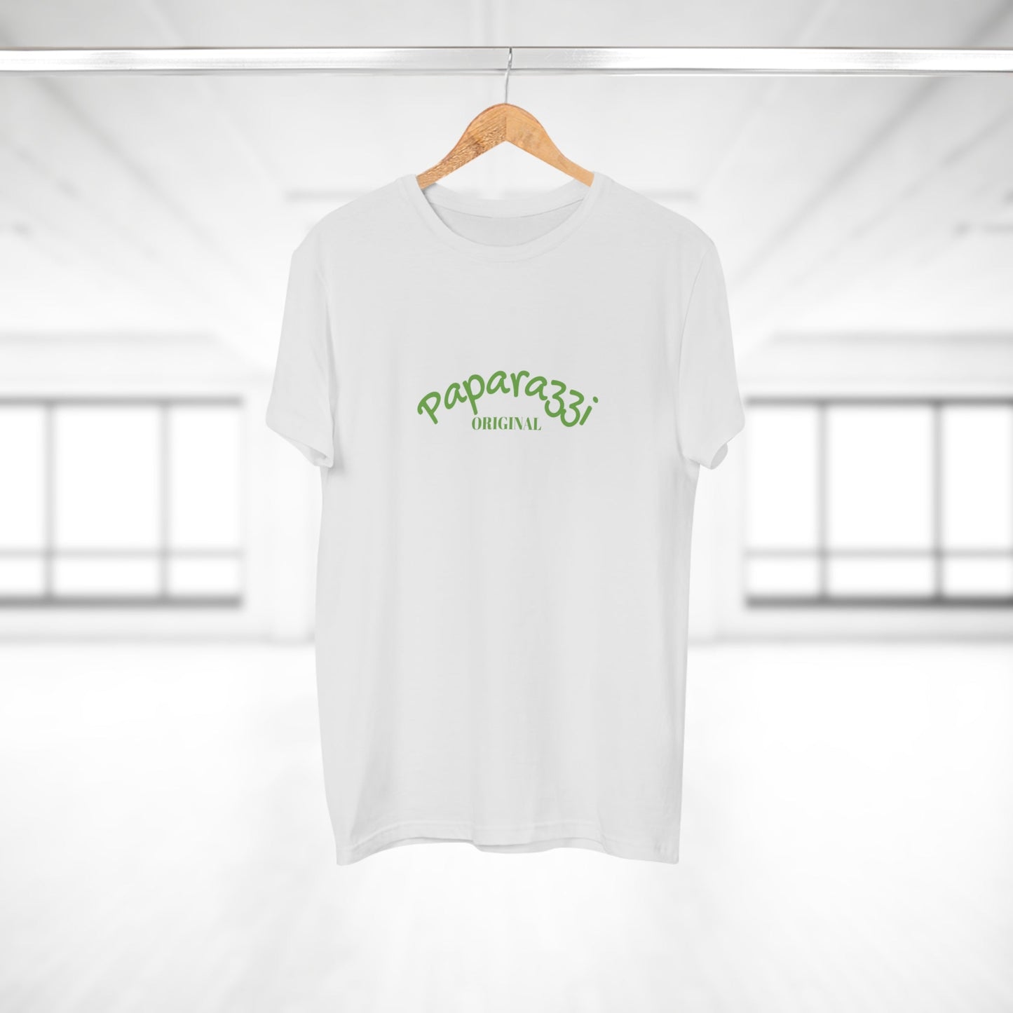Paparazzi Men T-shirt white with light green Printify