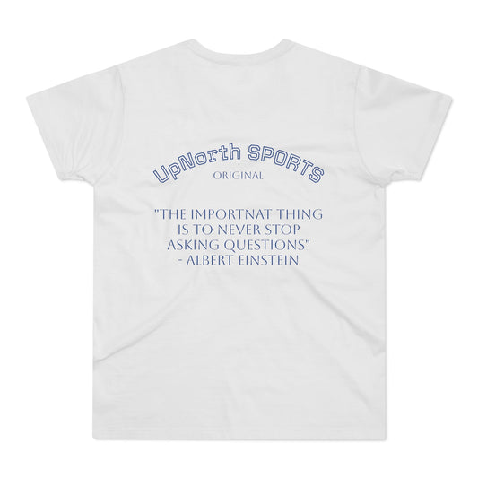 Men T-shirt UpNorth SPORTS white with Einstein quote Printify