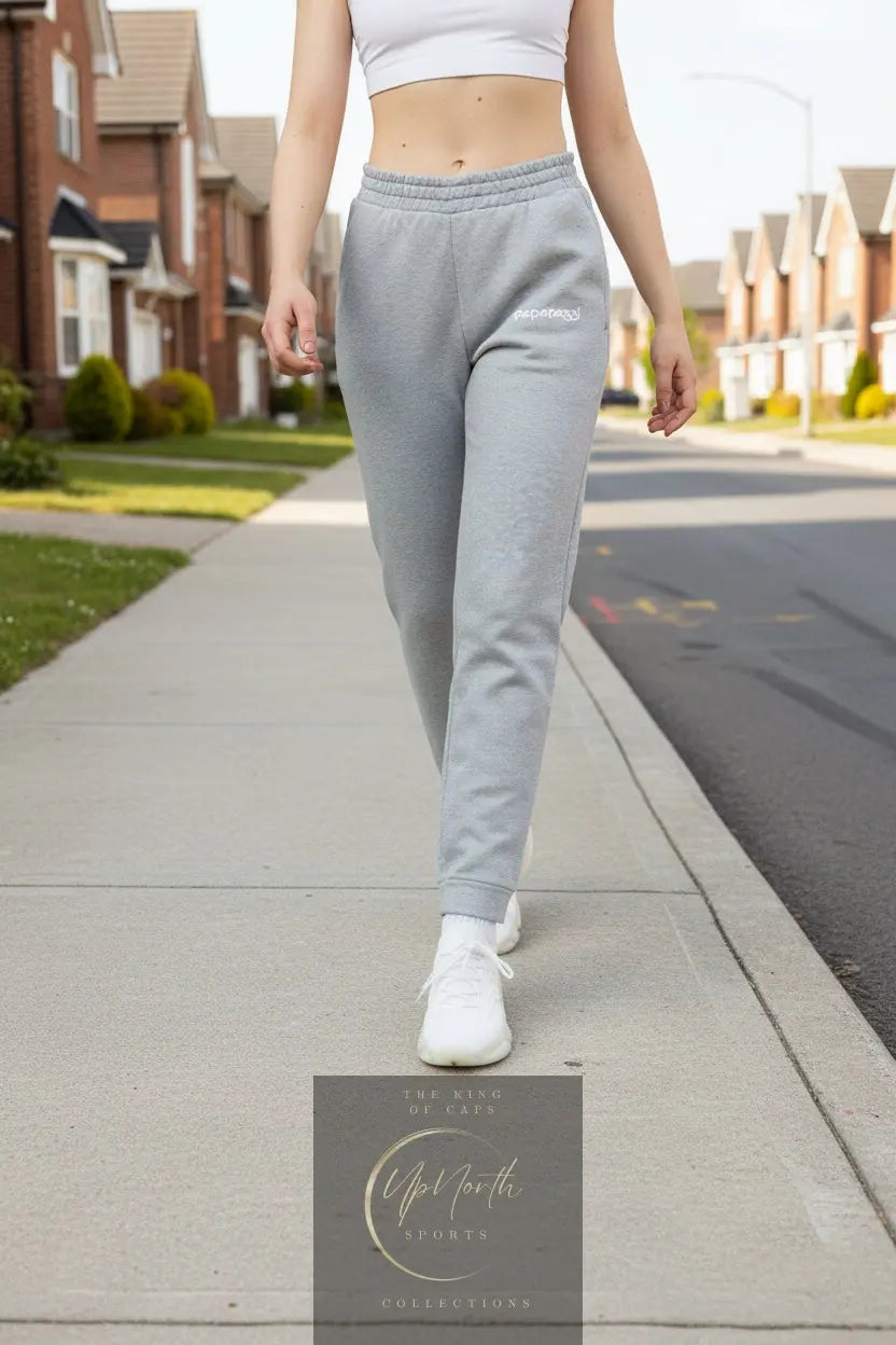 Woman model wearing Joggers Adidas Paparazzi Edition Light Heather - Paparazzi Original