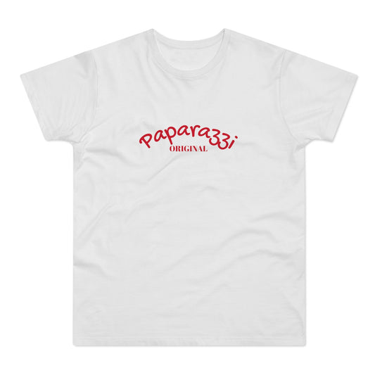 Paparazzi Men T-shirt white with dark red Printify