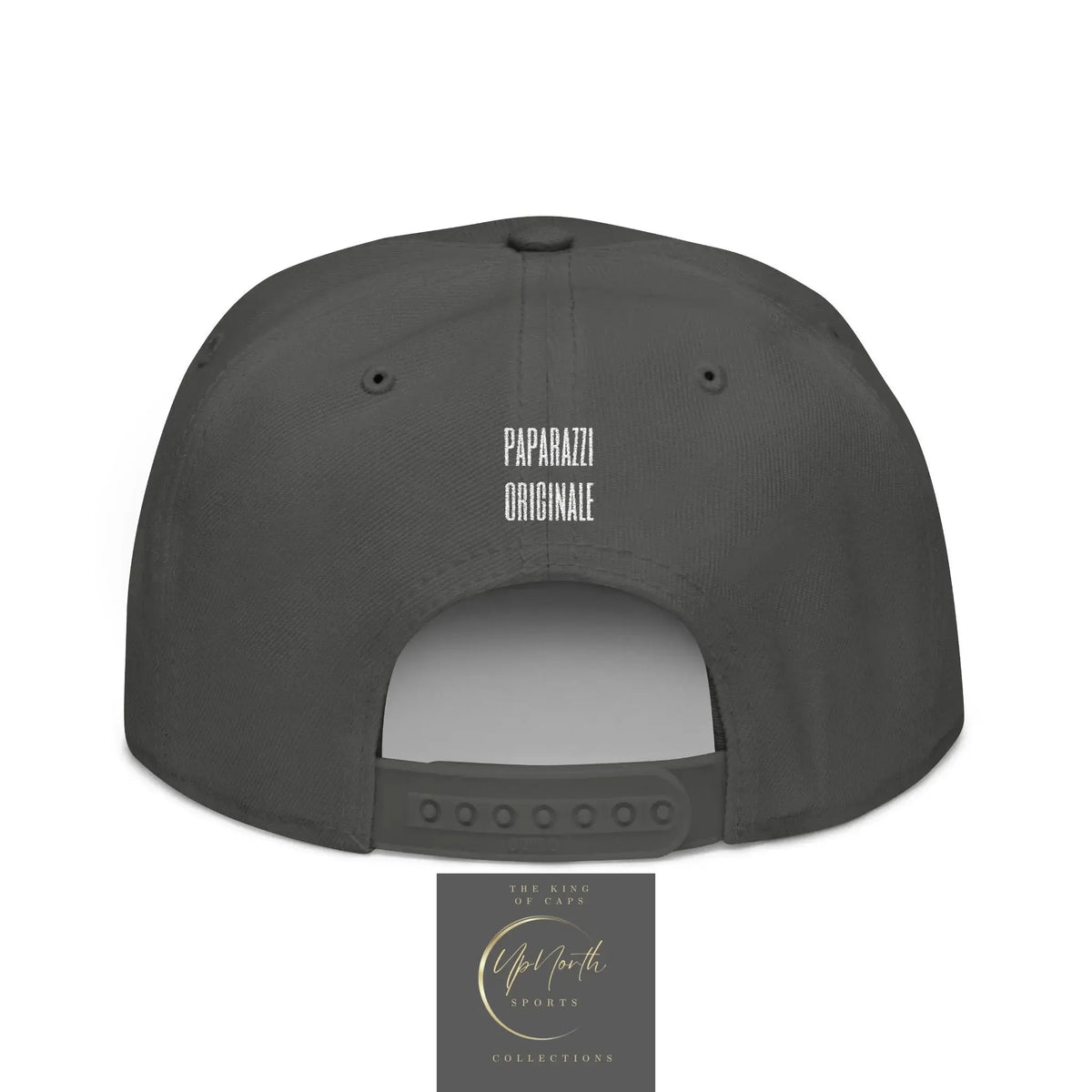 Charcoal Gray Paparazzi White Flat Visor Cap backside - Paparazzi Original