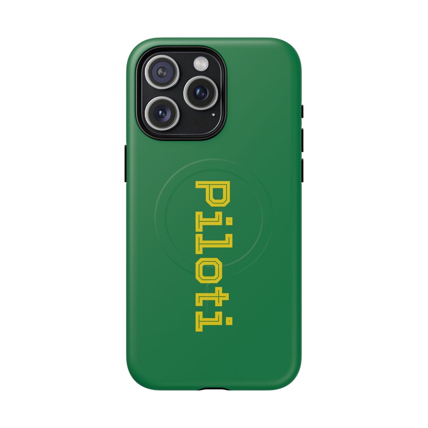 Tough Magnetic iPhone Cases Piloti in dark green with yellow Printify