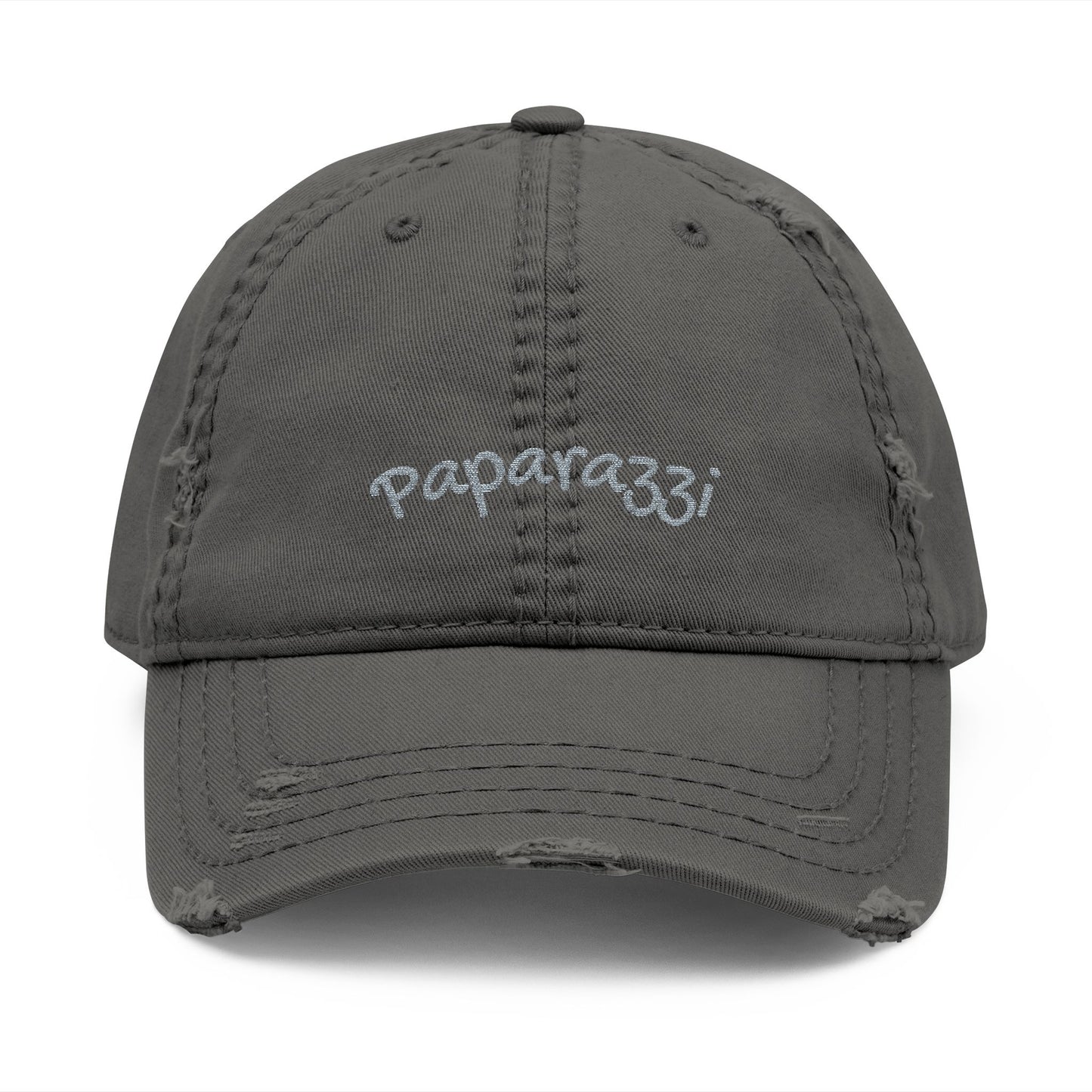 Distressed Baseball Cap Paparazzi Embroidery dark grey with grey