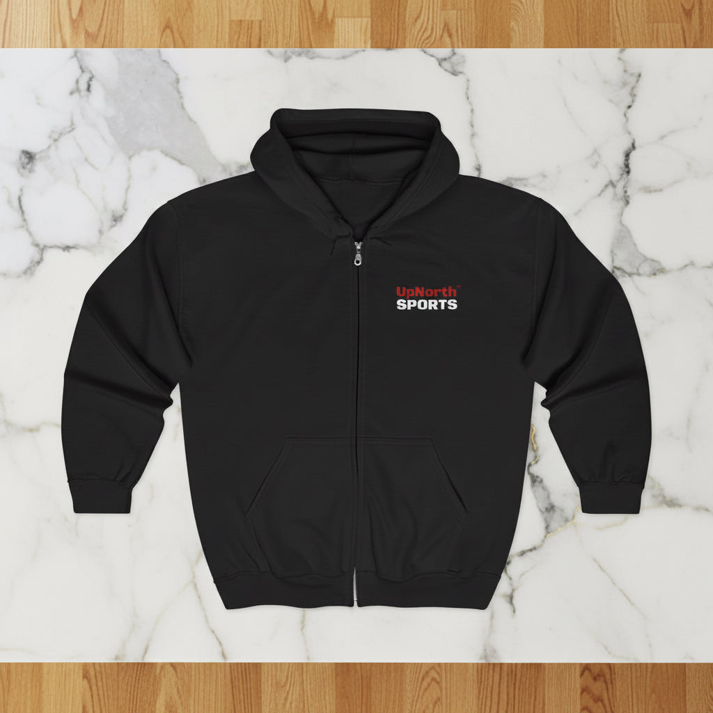 UpNorth Sports Black Full Zip Hoodie frontside - UpNorth SPORTS
