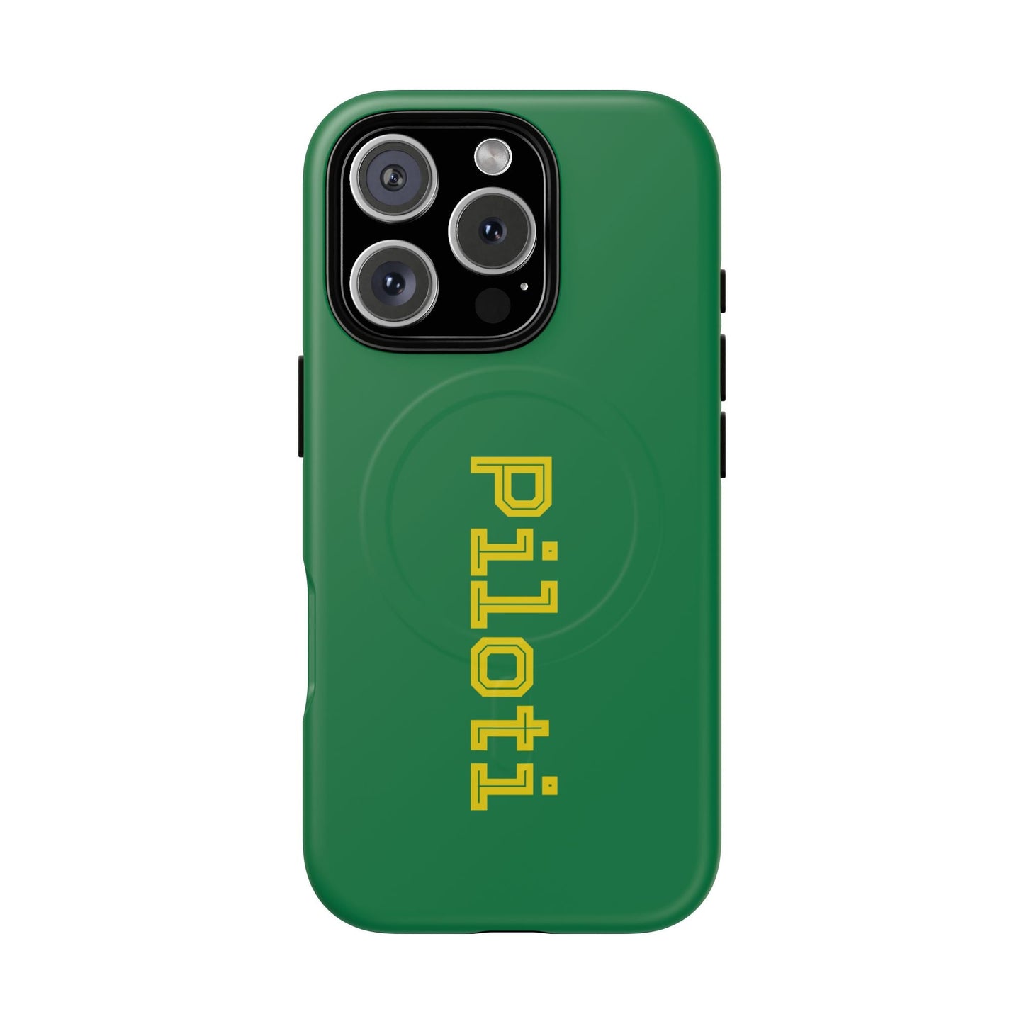Tough Magnetic iPhone Cases Piloti in dark green with yellow Printify