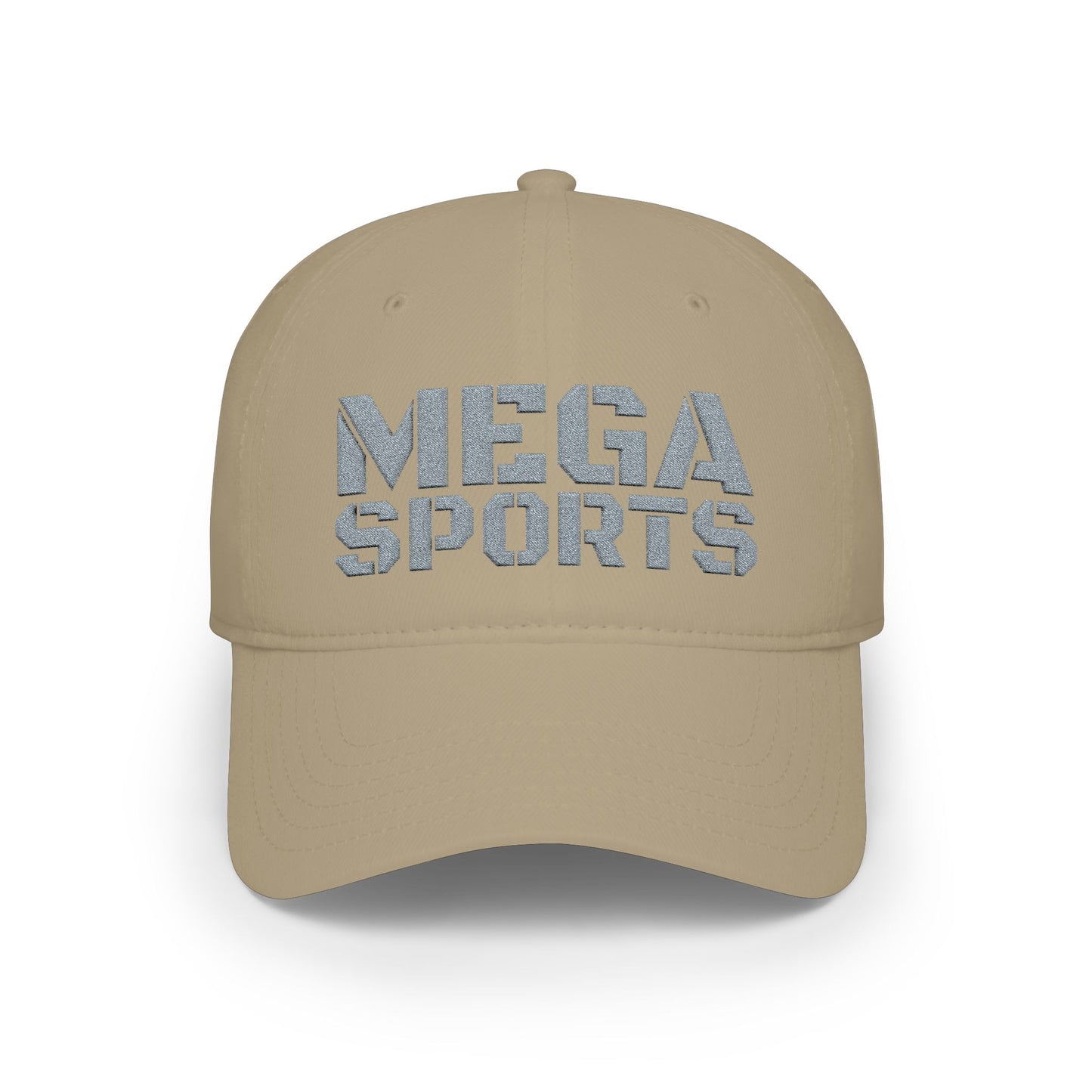 Khaki MEGA Sports Grey Baseball Cap frontside - UpNorth SPORTS