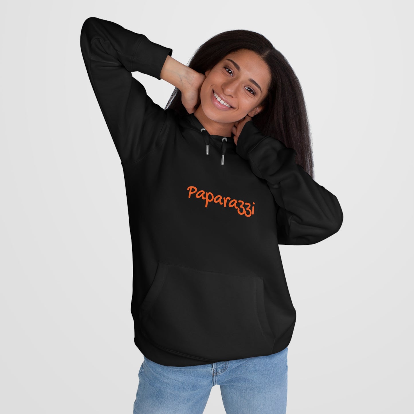 Pure Black Paparazzi Flame Orange Hoodie Printify