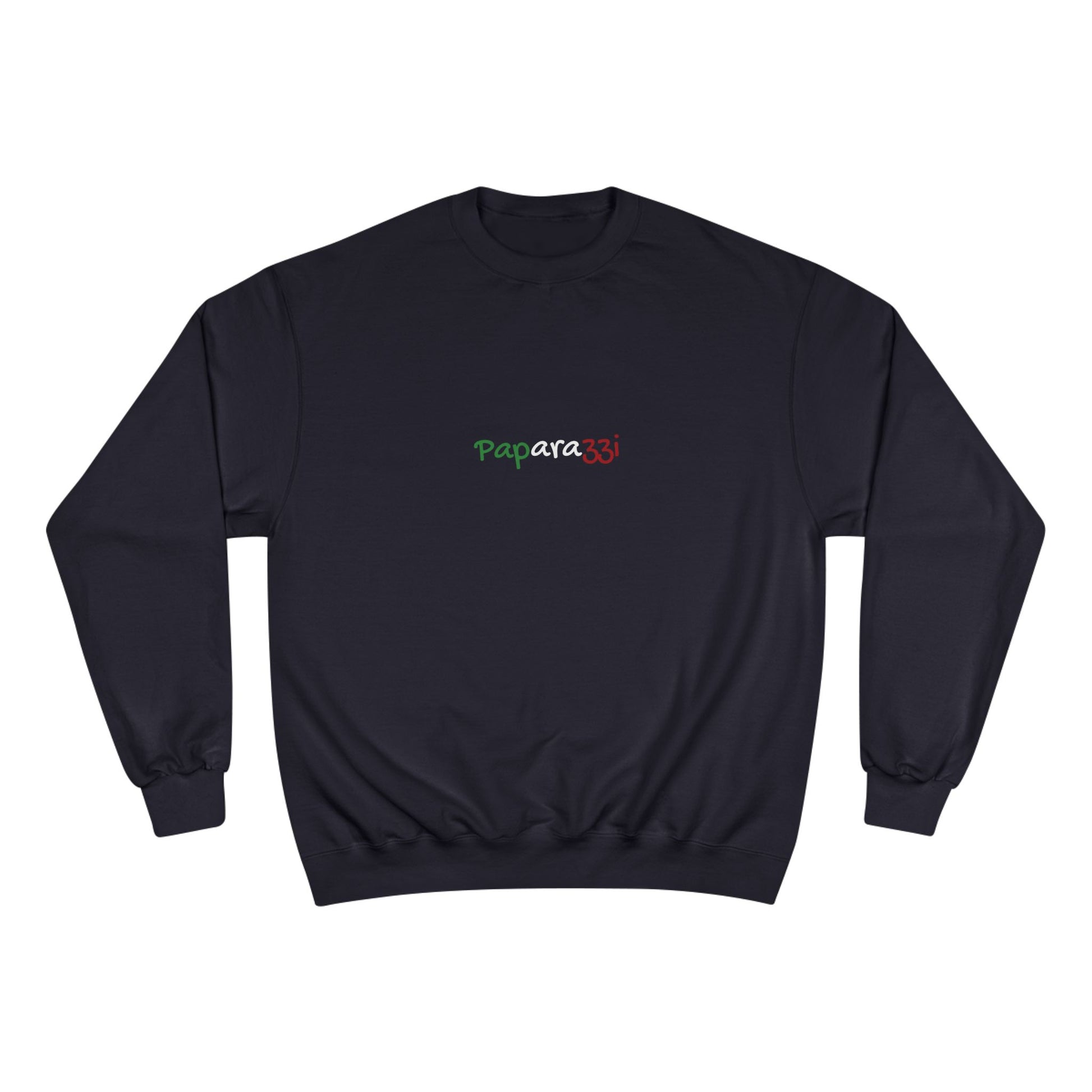 Navy Multicolor Tricolore Paparazzi Champion Sweatshirt front - Paparazzi Original