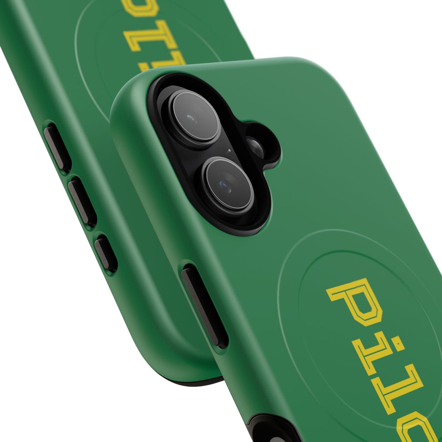 Tough Magnetic iPhone Cases Piloti in dark green with yellow Printify