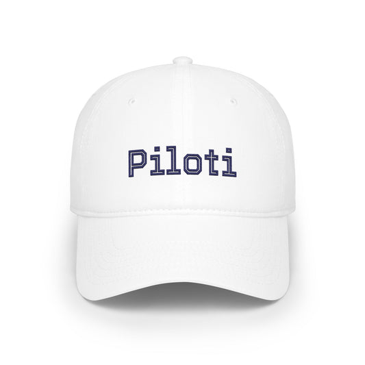 White Piloti Baseball Cap Embroidered with Navy frontside - UpNorth SPORTS