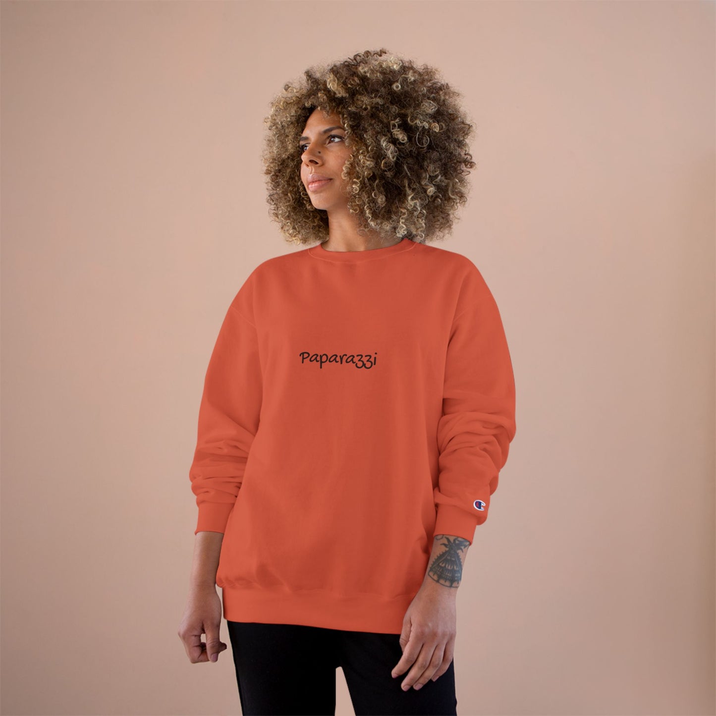 Orange Maroon Paparazzi Champion Sweatshirt Printify