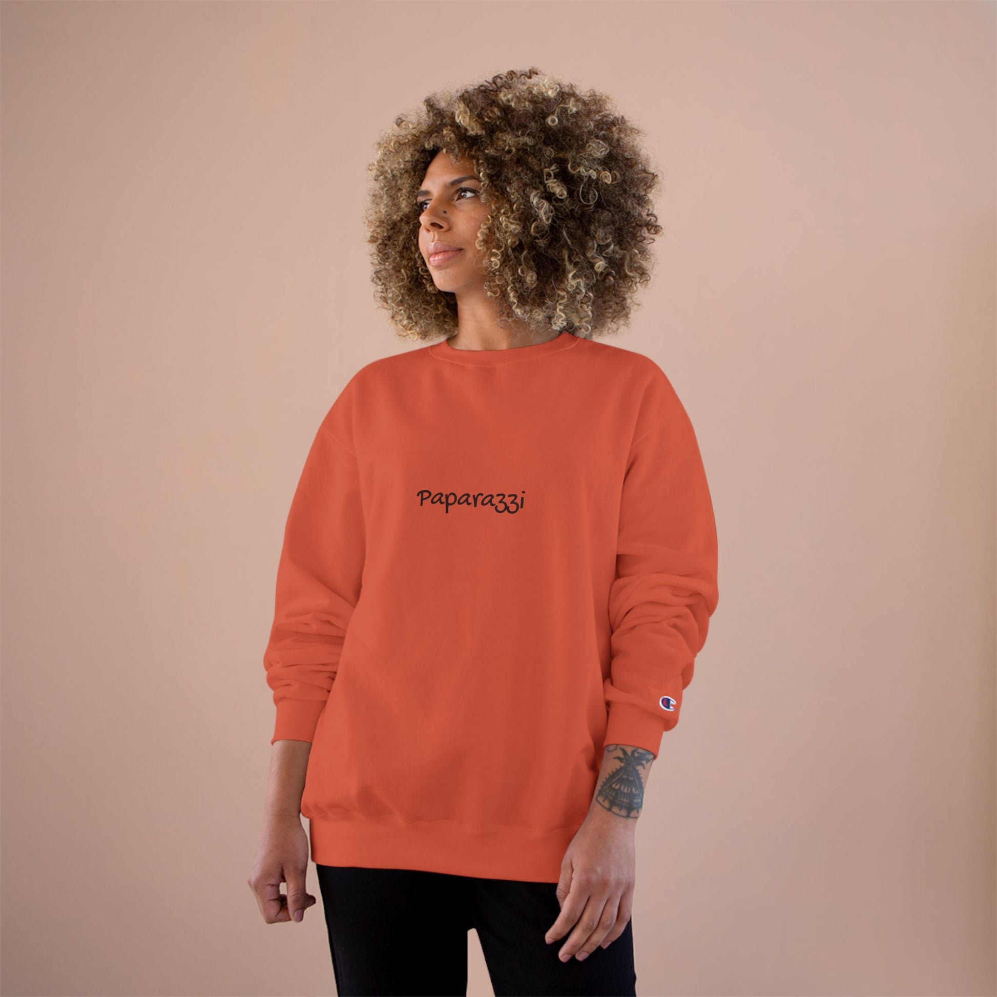 Orange Maroon Paparazzi Champion Sweatshirt Printify