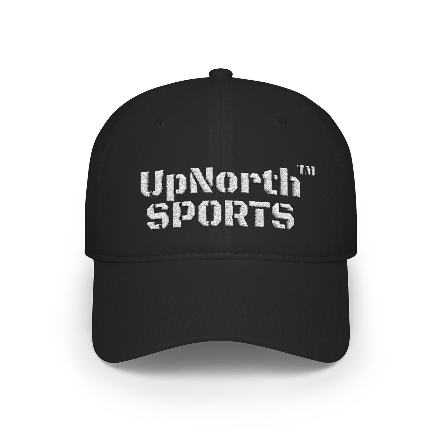 Black UpNorth Sports White Baseball Cap frontside - UpNorth SPORTS