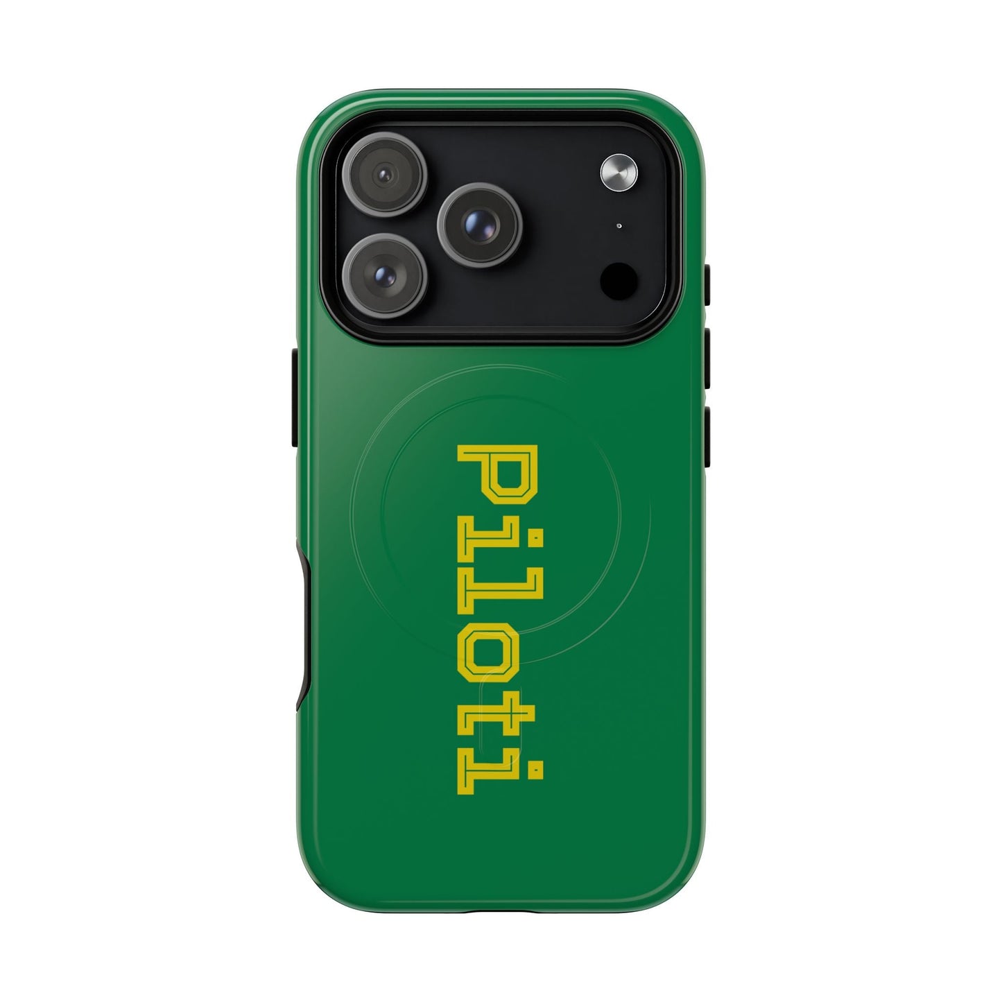 Tough Magnetic iPhone Cases Piloti in dark green with yellow Printify