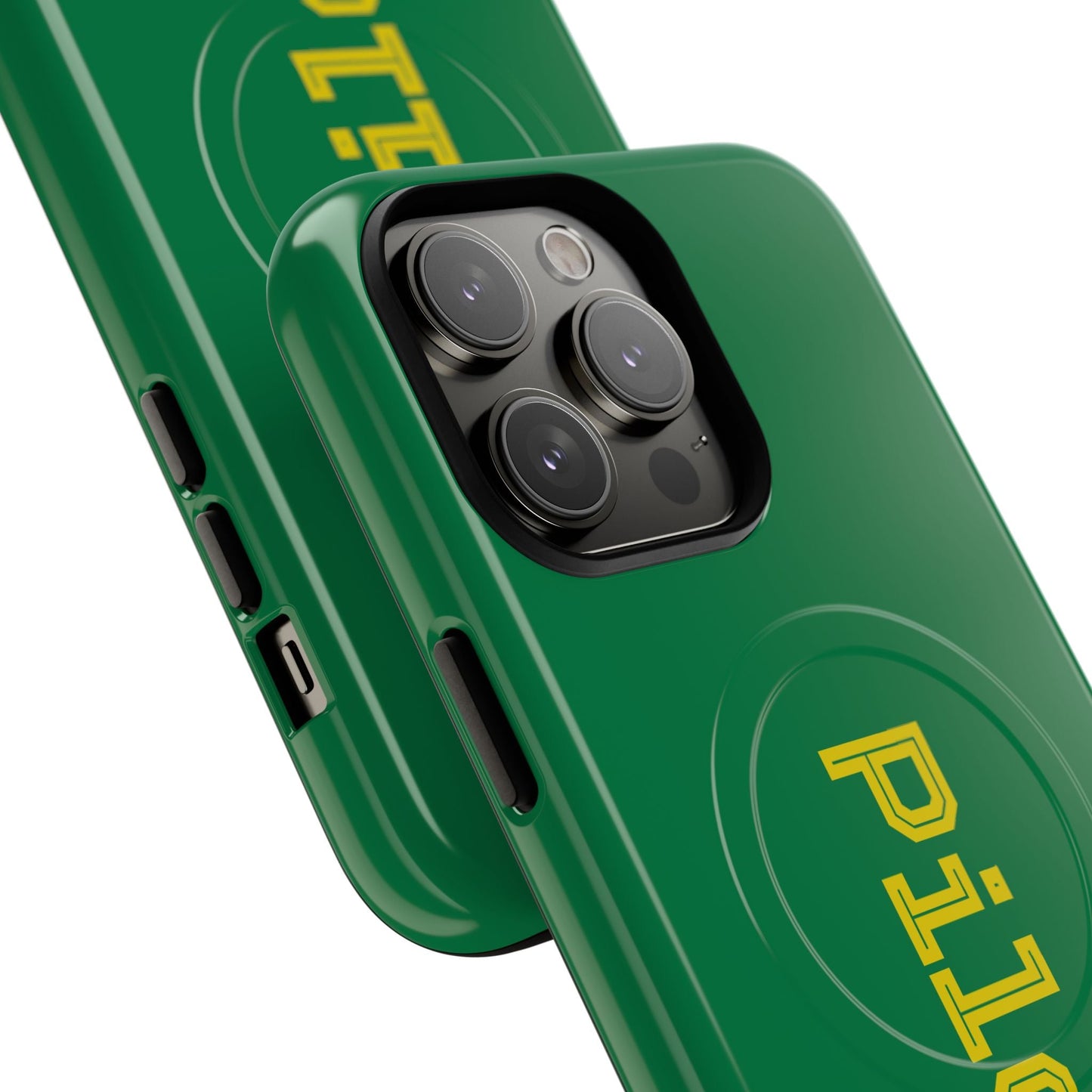 Tough Magnetic iPhone Cases Piloti in dark green with yellow Printify