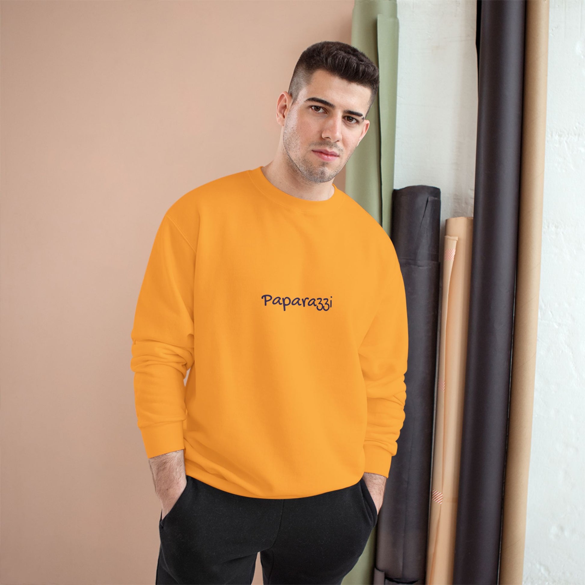 White Gold Paparazzi Champion Sweatshirt Printify