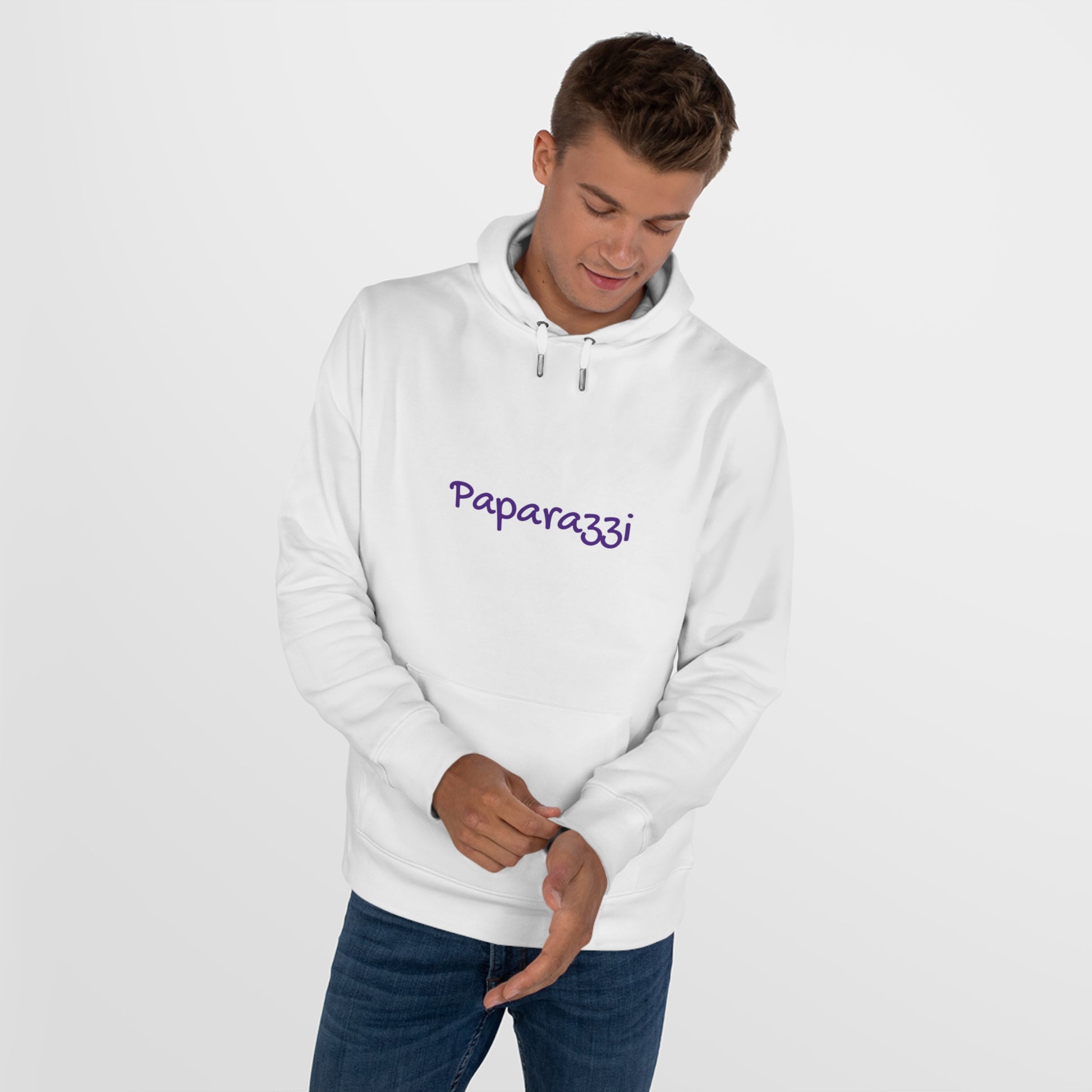 White Paparazzi Purple Hoodie Printify