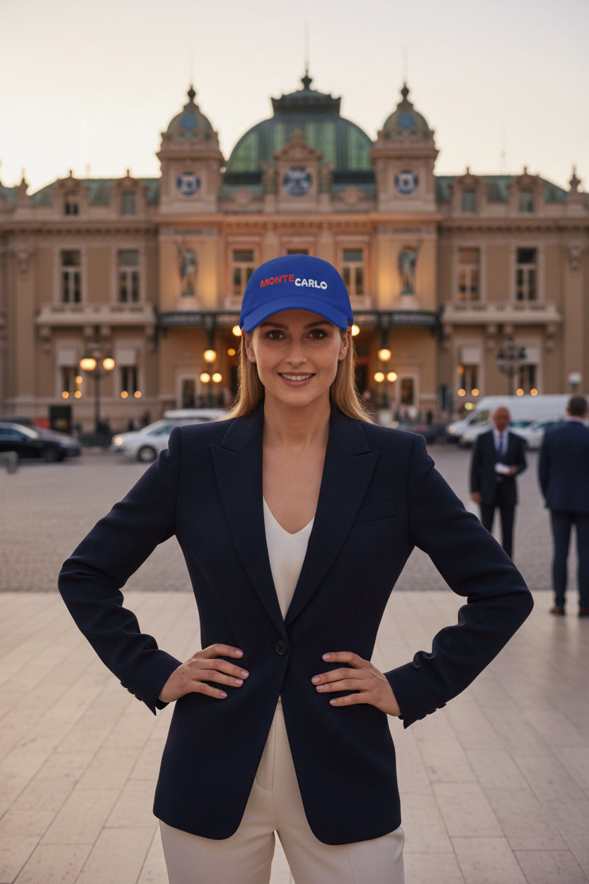 Woman model wearing the Royalblue Monte Carlo Baseball Cap - UpNorth SPORTS