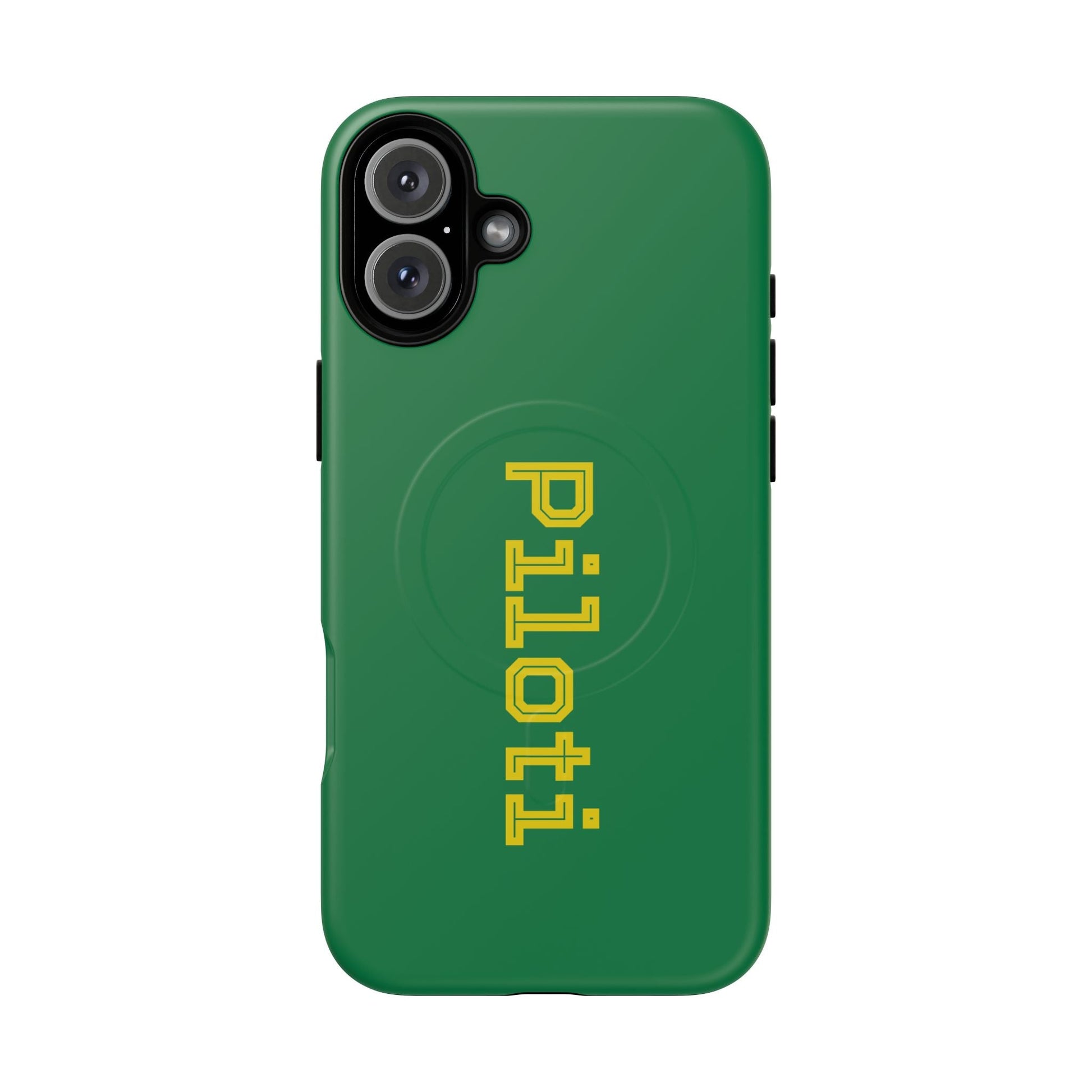 Tough Magnetic iPhone Cases Piloti in dark green with yellow Printify