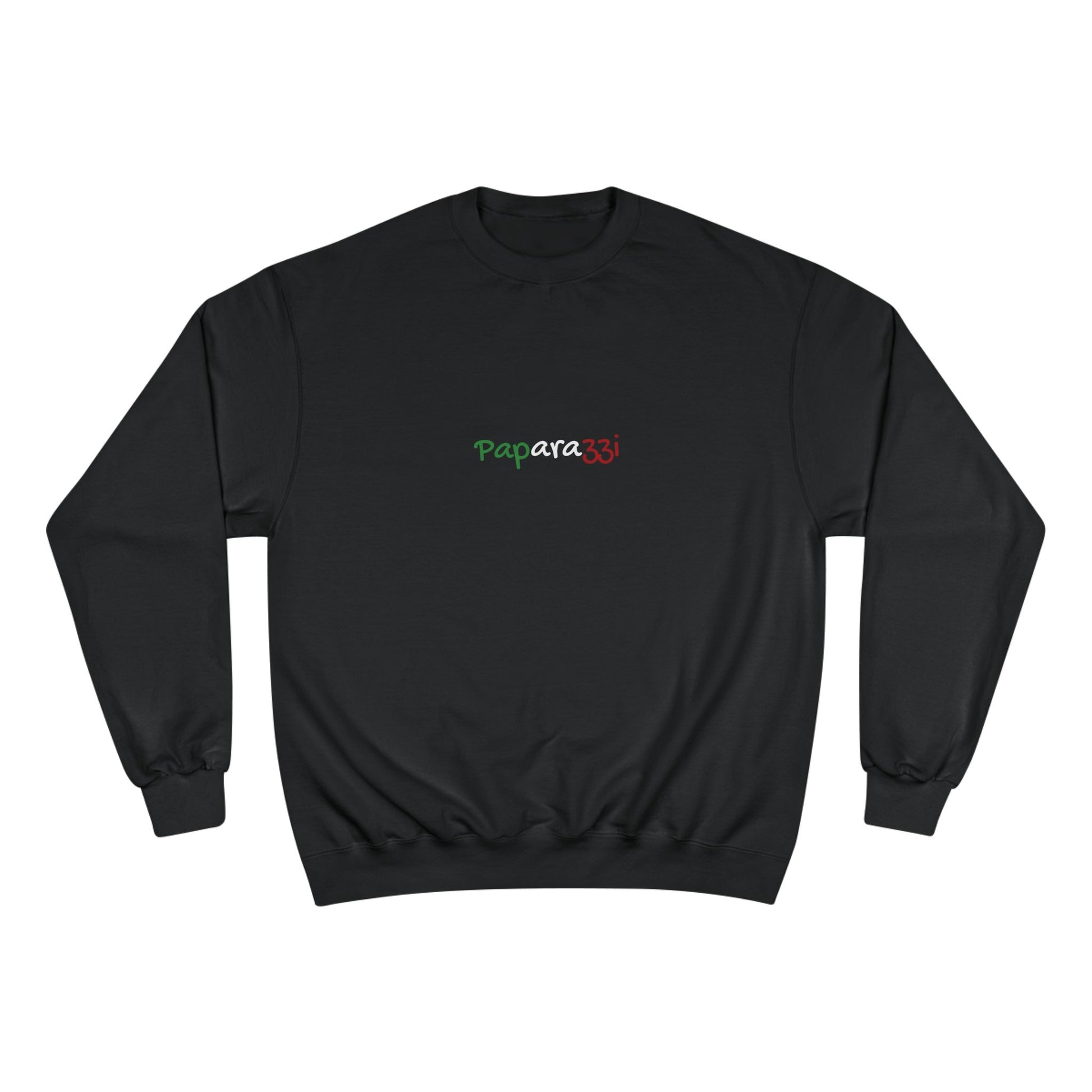 Black Multicolor Tricolore Paparazzi Champion Sweatshirt front - Paparazzi Original