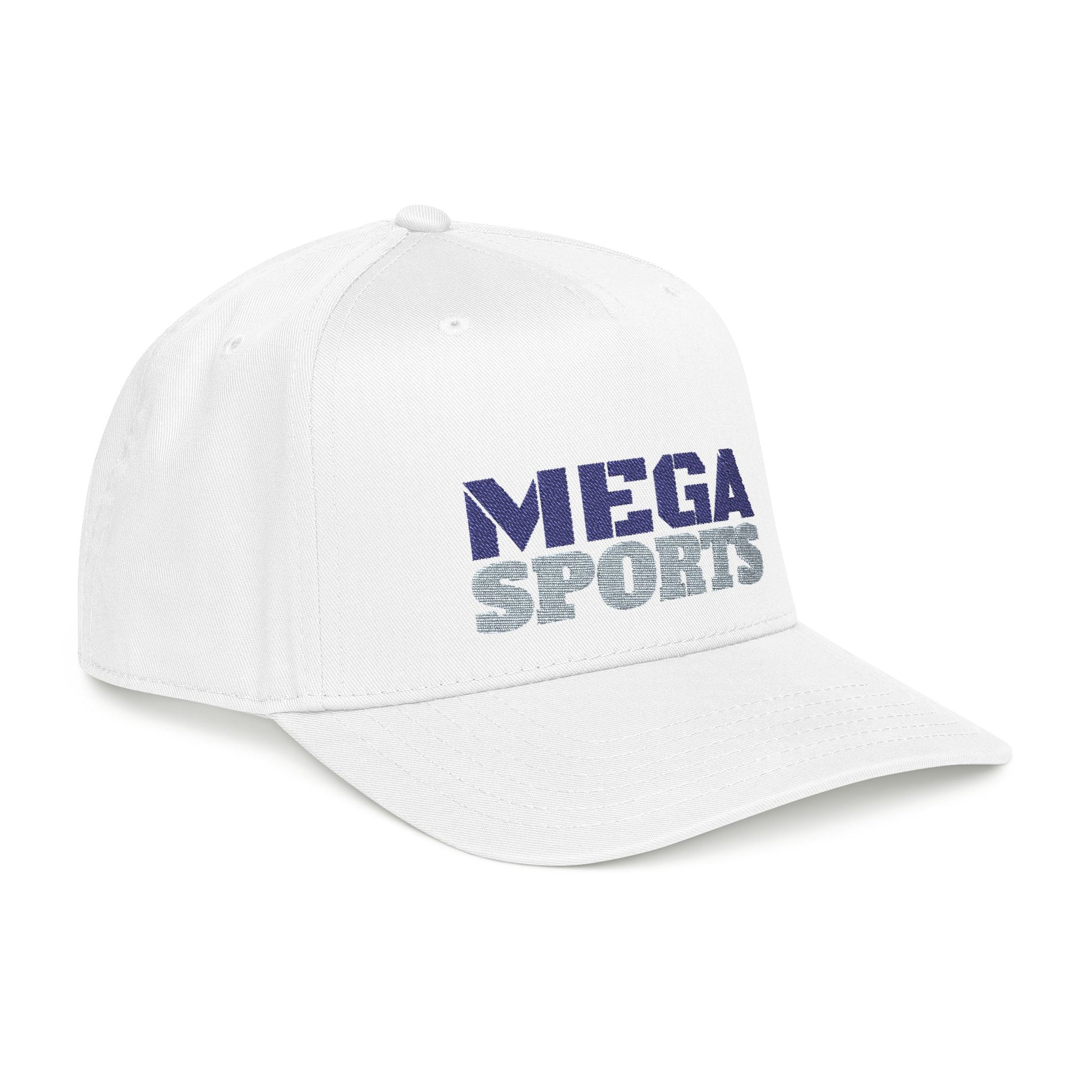 White MEGA SPORTS Mid Profile Cap Printify