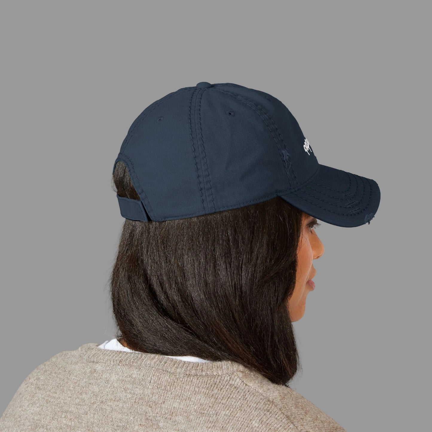 Distressed Baseball Cap Paparazzi Embroidery dark navy with white