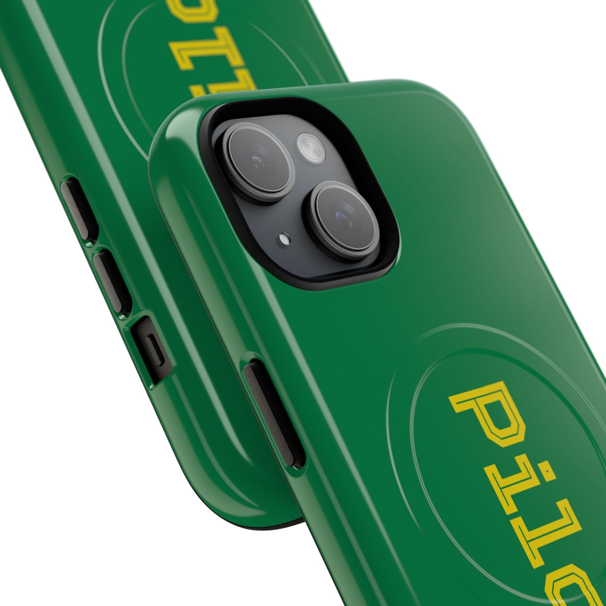 Tough Magnetic iPhone Cases Piloti in dark green with yellow Printify