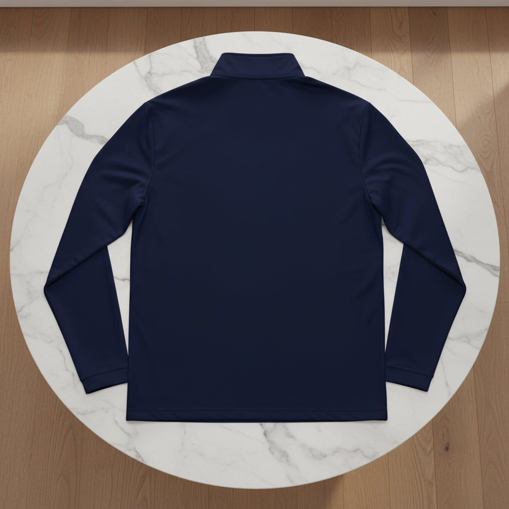 Adidas® MONACO Navy Quarter-Zip Pullover backside Navy
