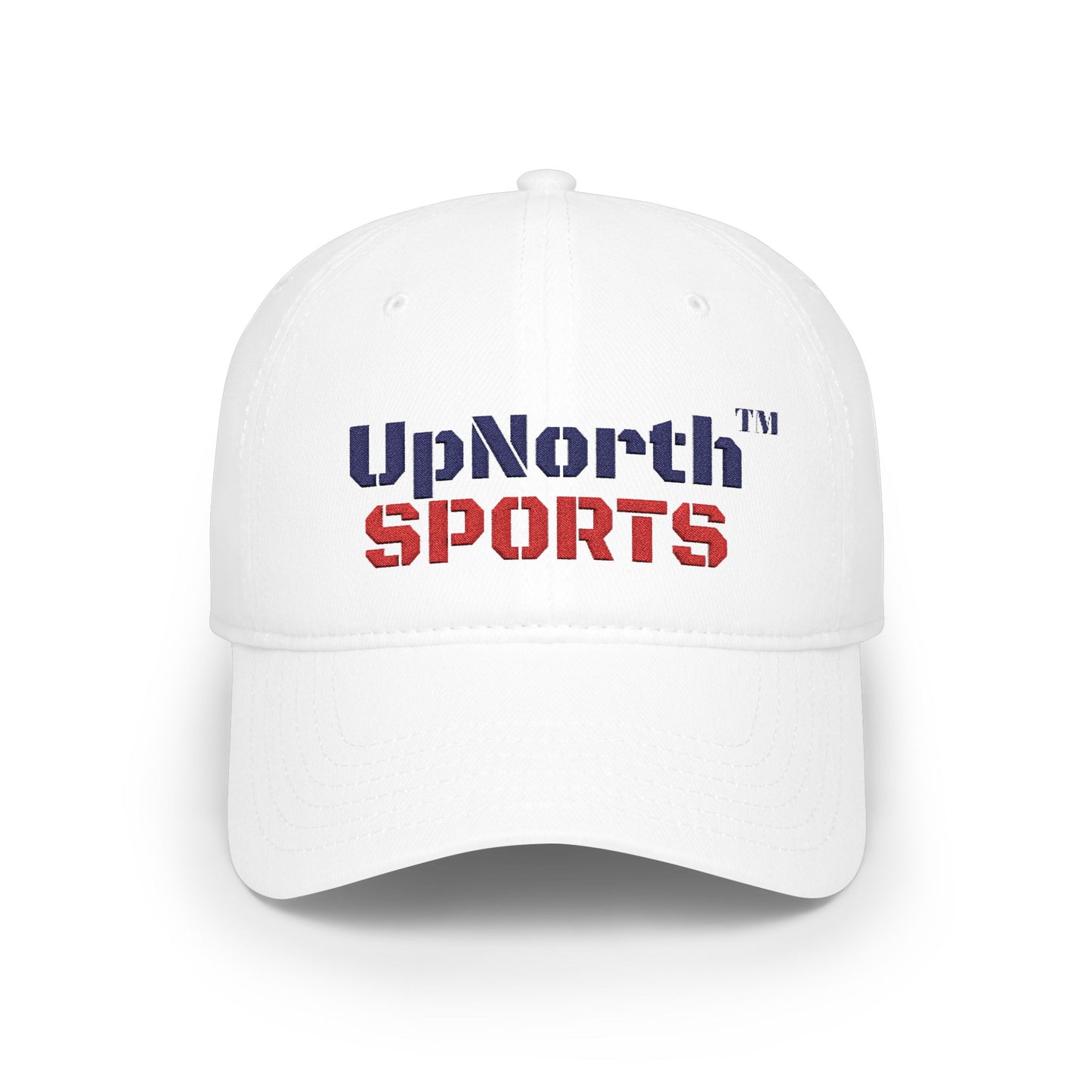 White UpNorthSPORTS Navy Red Baseball Cap frontside - UpNorth SPORTS
