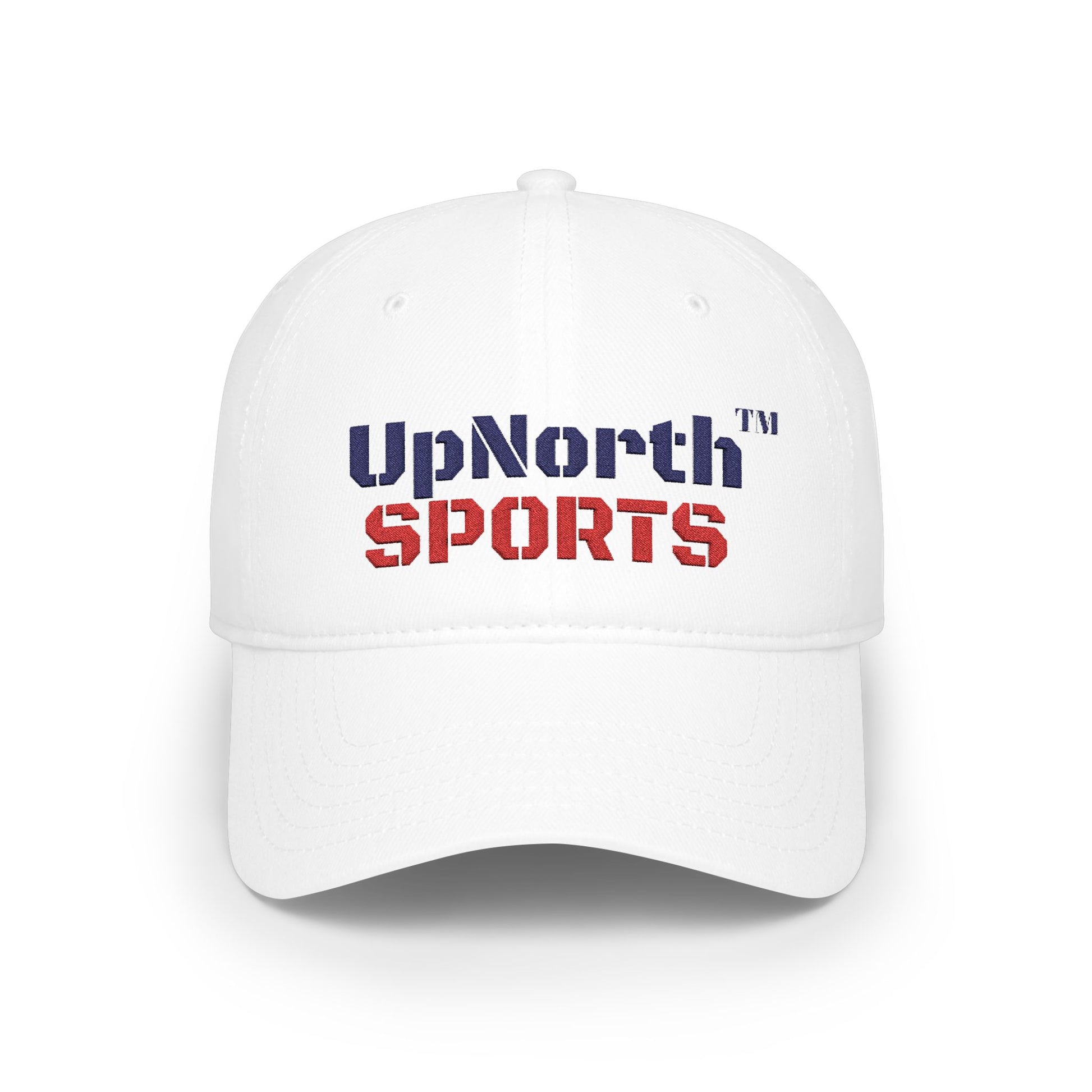 White UpNorthSPORTS Navy Red Baseball Cap frontside - UpNorth SPORTS