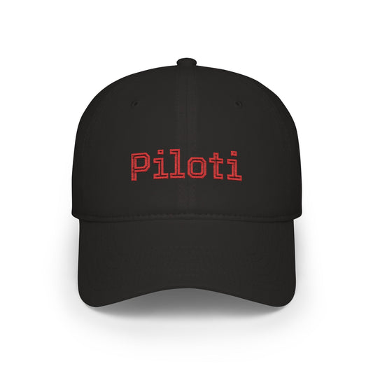 Black Piloti Baseball Cap Embroidered with Red frontside - UpNorth SPORTS