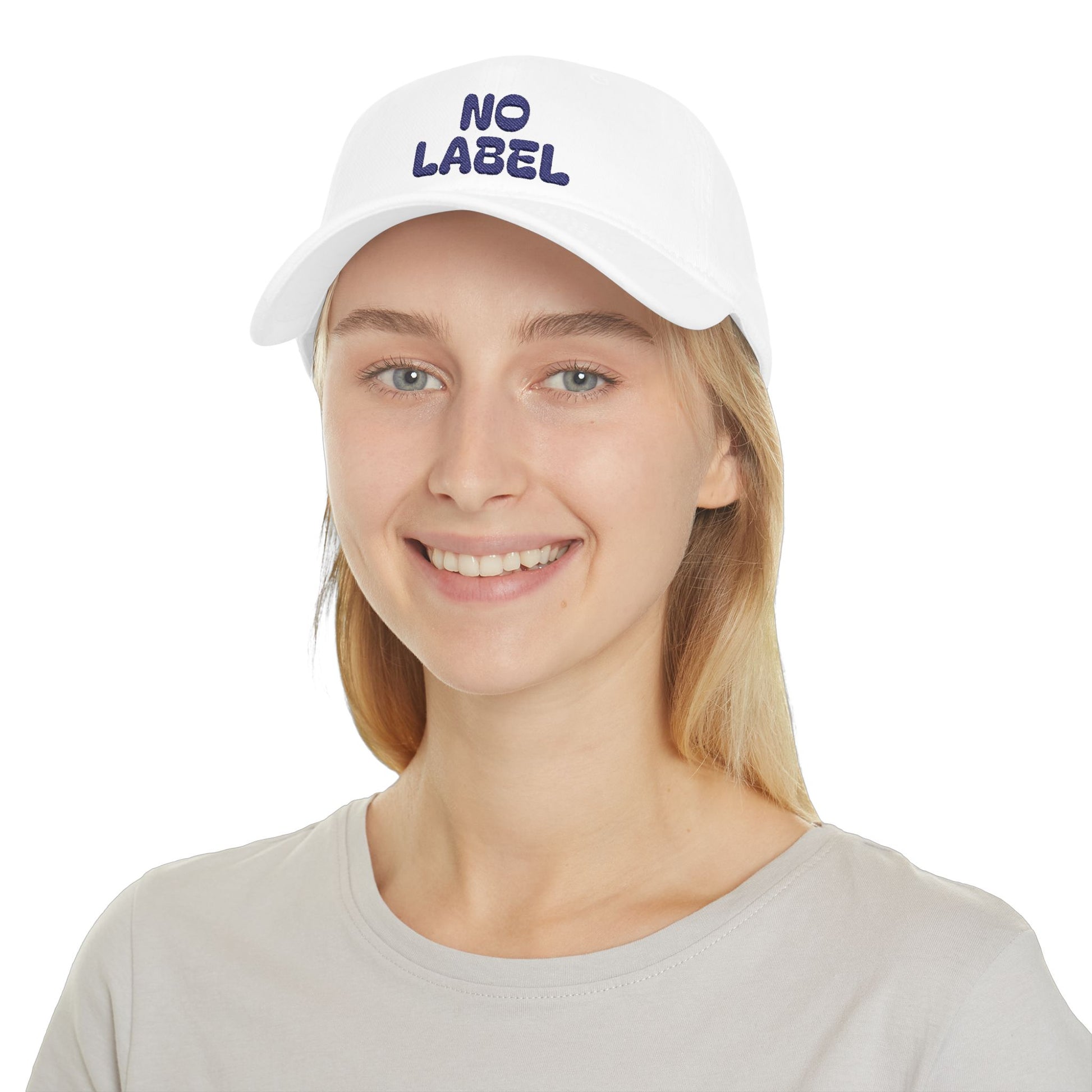 No Label Baseball Cap Navy Embroidery Printify