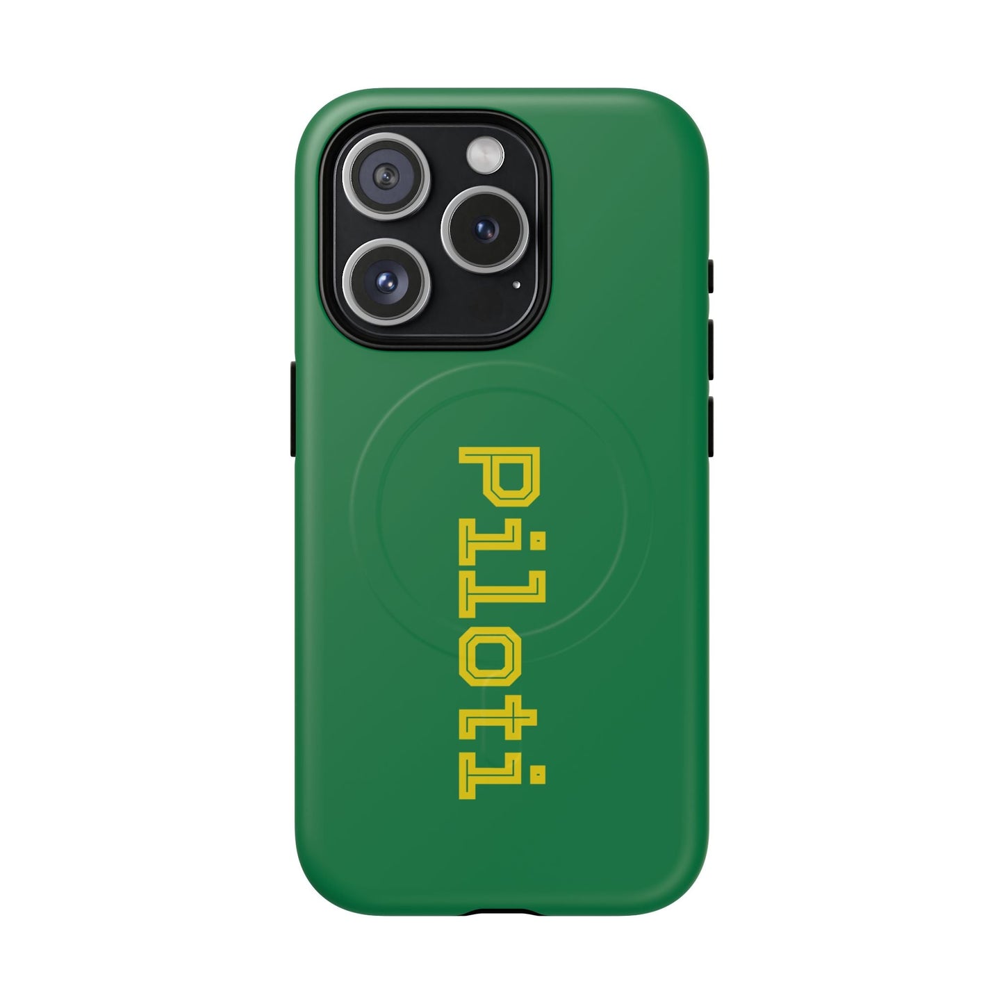 Tough Magnetic iPhone Cases Piloti in dark green with yellow Printify