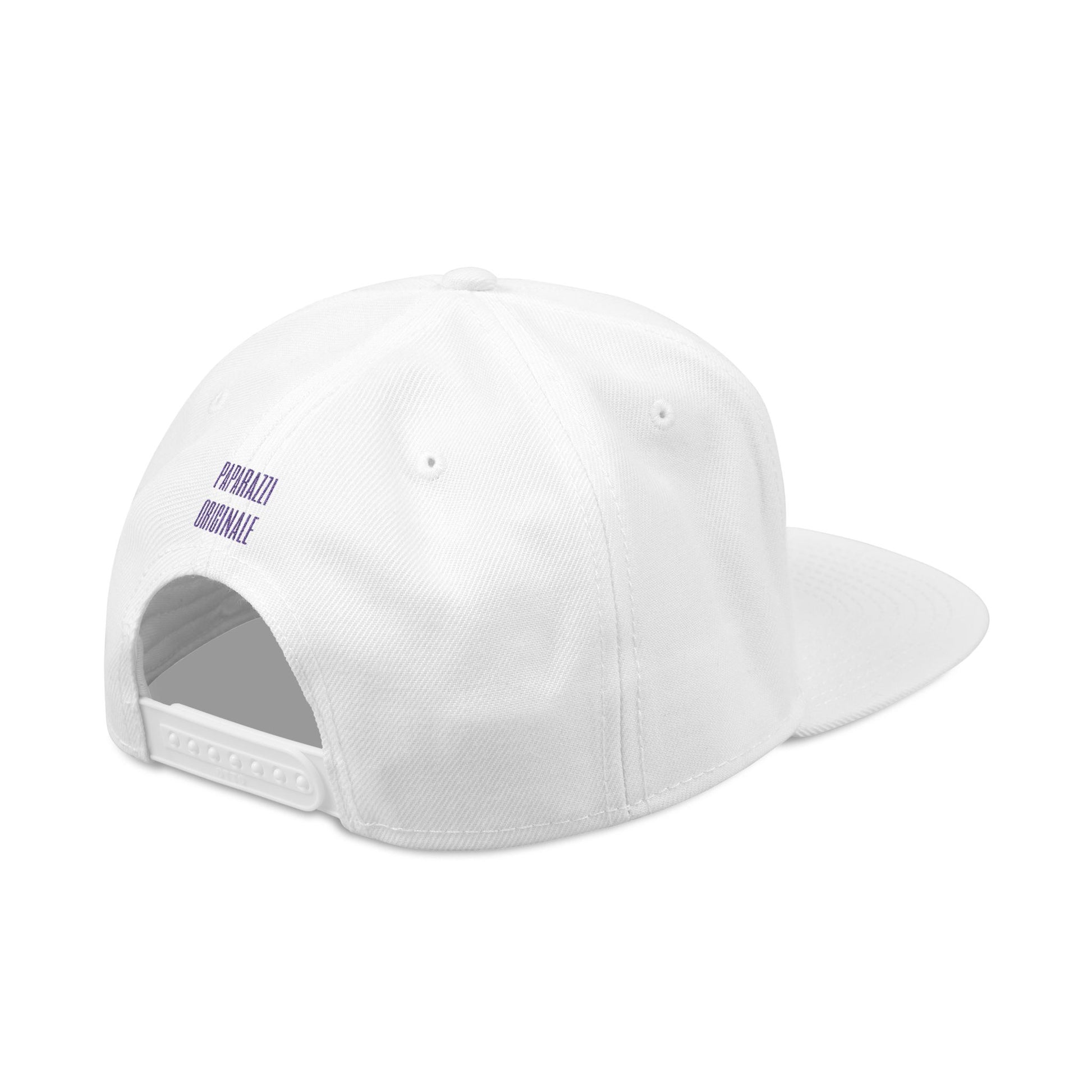 White Paparazzi Purple Flat Visor Cap back side - Paparazzi Original