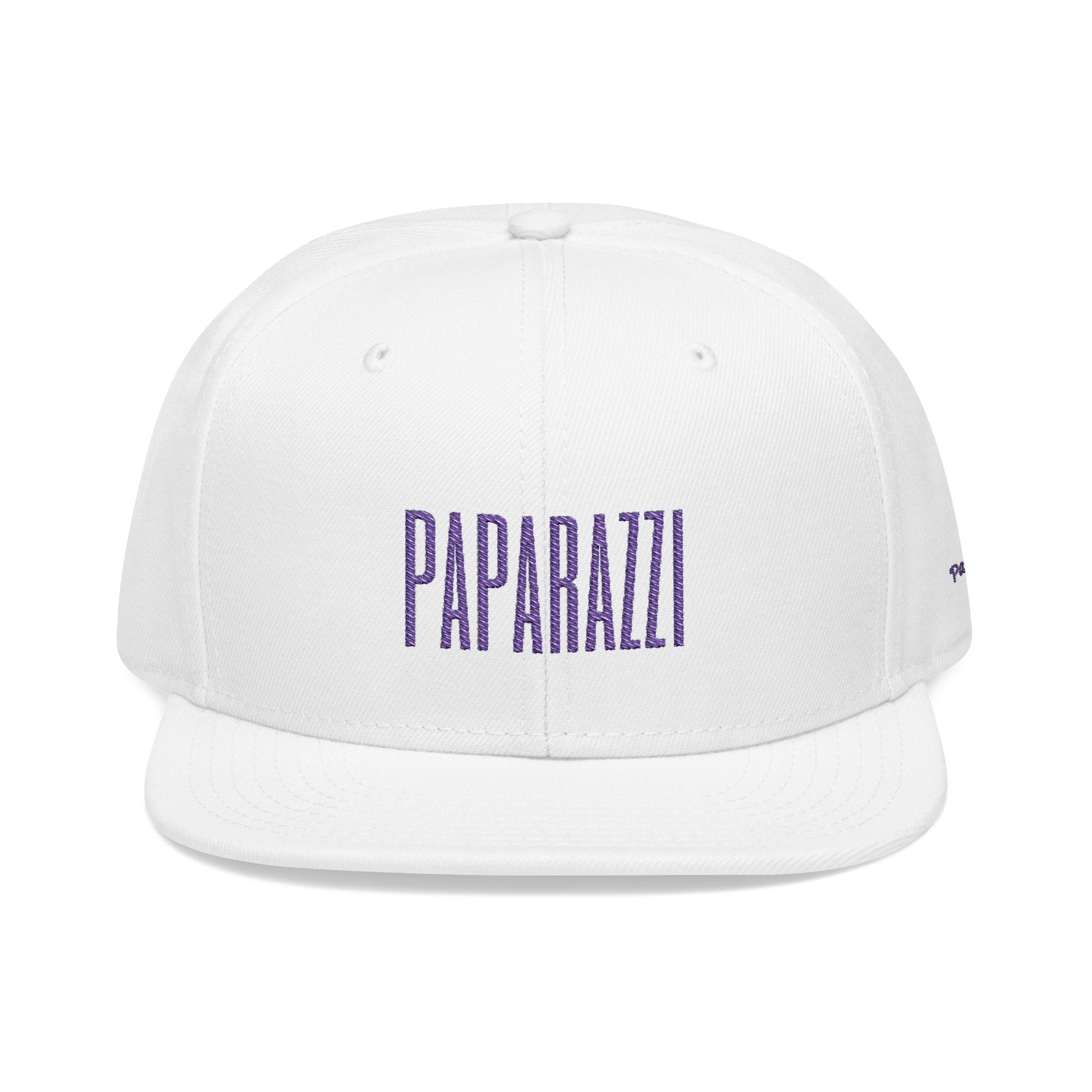 White Paparazzi Purple Flat Visor Cap frontside - Paparazzi Original